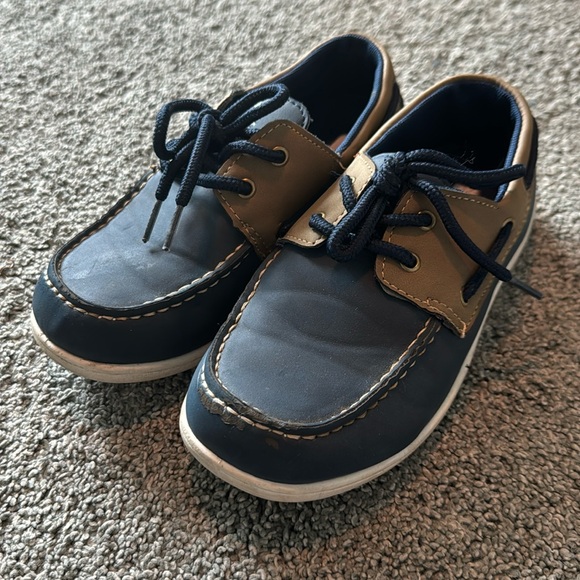 Boys navy and brown SAIL dock shoes - Picture 1 of 6